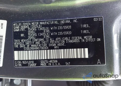 2022 Toyota Highlander Limited from USA, damaged, VIN 5TDDZRBH8NS196904